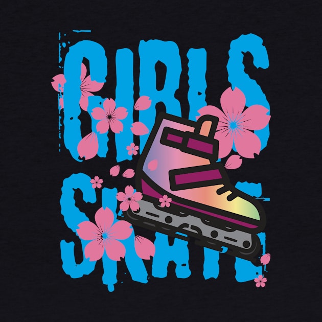 Girls Skate Inline Skating Flower Design by shirtontour